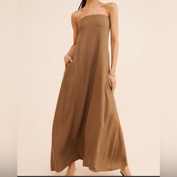 WeWoreWhat Dresses & Skirts - A-line WeWoreWhat Strapless linen Dress new with tags medium